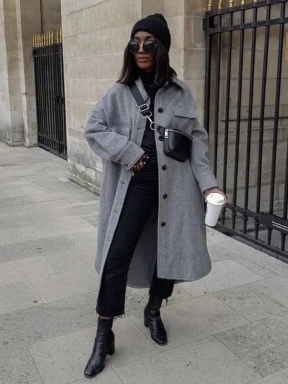 Zara Shackleton Long Grey Wool Blend Shacket Jacket Coat Small